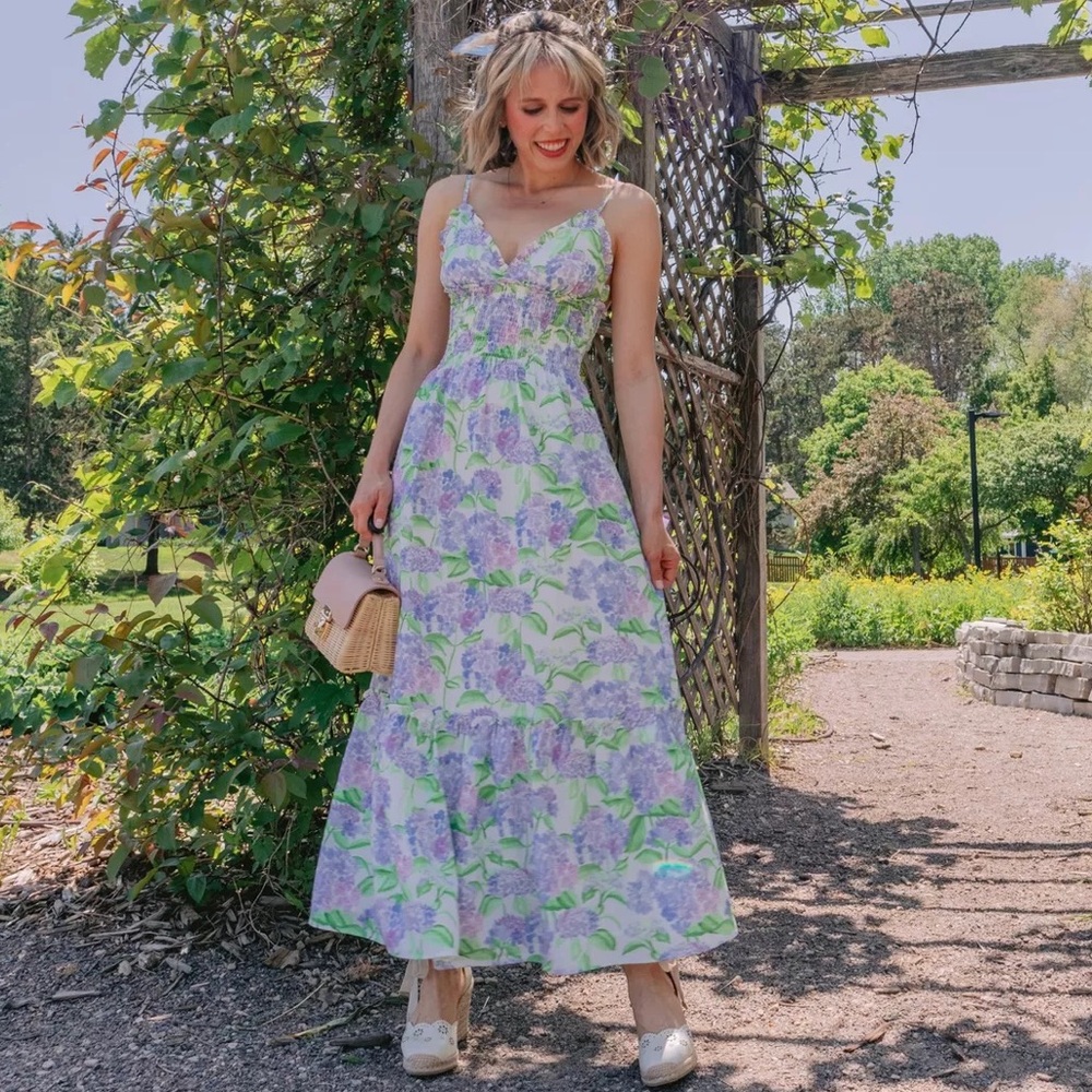 Hill House The Dottie Nap Dress - Blue Hydrangea size L